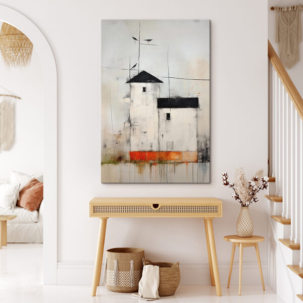 Vogel op een gebouw Canvas Schilderijen Vogel op een gebouw