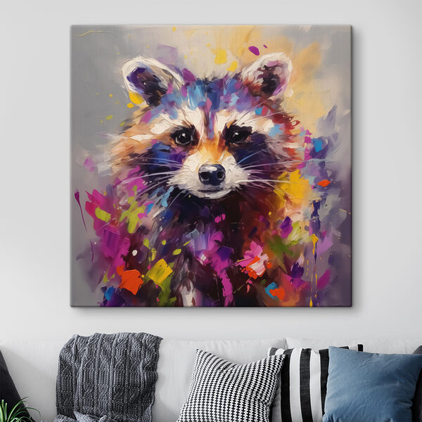 Schilderij van een wasbeer Canvas Schilderijen Schilderij van een wasbeer