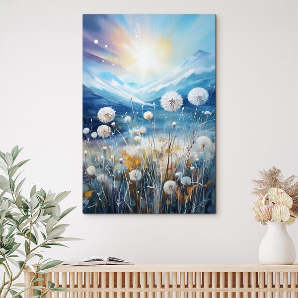 Schilderij van een veld paardenbloemen Canvas Schilderijen Schilderij van een veld paardenbloemen