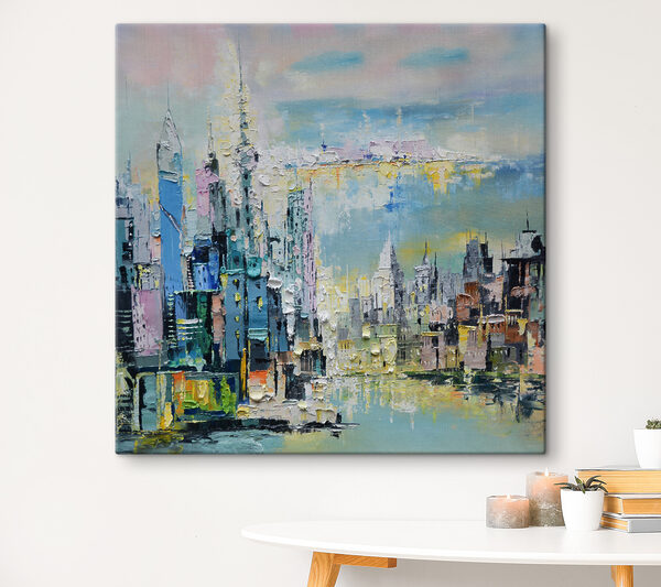 Schilderij van een stad Canvas Schilderijen Schilderij van een stad