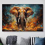Canvas Schilderijen Een olifant met slagtanden en vuil