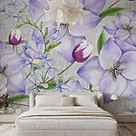 Fotobehang Gevoelige bloemen op grijs canvas