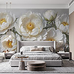 Fotobehang Groep witte bloemen