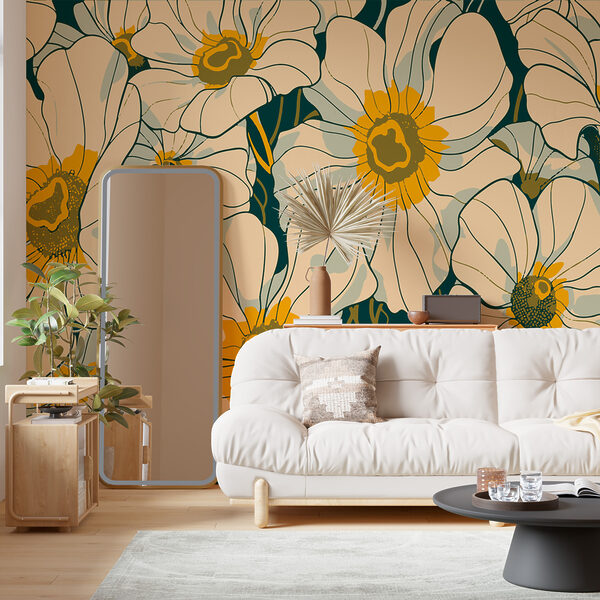 Bloemen met een geel hart Fotobehang Bloemen met een geel hart