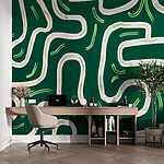 Fotobehang Groen en wit doolhof