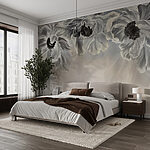 Fotobehang Etherisch bloemig grijstintenlandschap