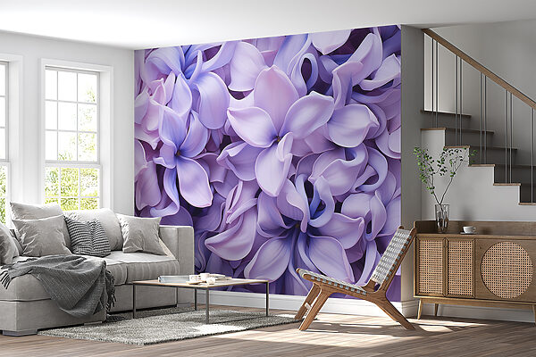Groep paarse bloemen Fotobehang Groep paarse bloemen