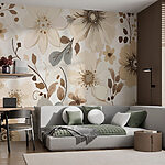 Fotobehang Neutrale bloemendans in beige