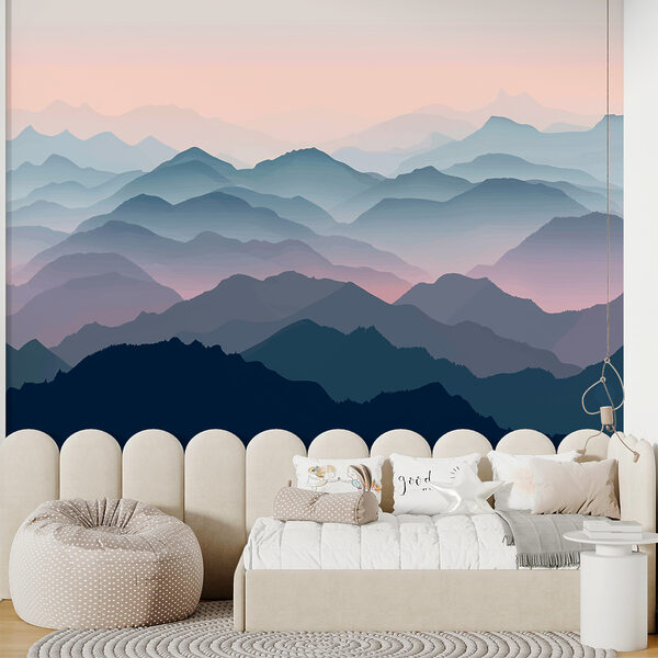 Fotobehang Fotobehang Landschap van bergen met mist (Artikelnummer: w01098)