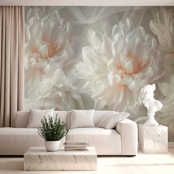 Groep witte bloemen Fotobehang Groep witte bloemen