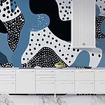 Fotobehang Blauw en zwart patroon met stippen