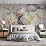 Fotobehang Groep witte en roze bloemen