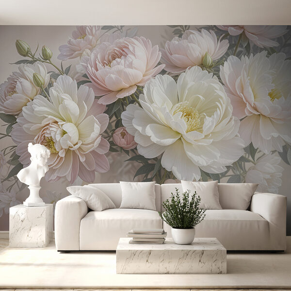 Fotobehang Fotobehang Groep witte en roze bloemen (Artikelnummer: w08276)
