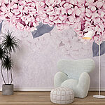Fotobehang Groep roze bloemen