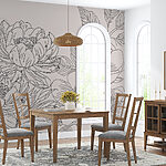 Fotobehang Tekening van bloemen en bladeren