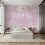 Fotobehang Roze rozen op een witte achtergrond