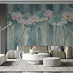 Fotobehang Groep bloemen en bladeren