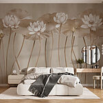 Fotobehang Etherische lotus in monochrome tinten