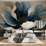 Fotobehang Elegante Blauwe Flora Abstract