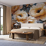 Fotobehang Romige bloemen in geschilderde perfectie.