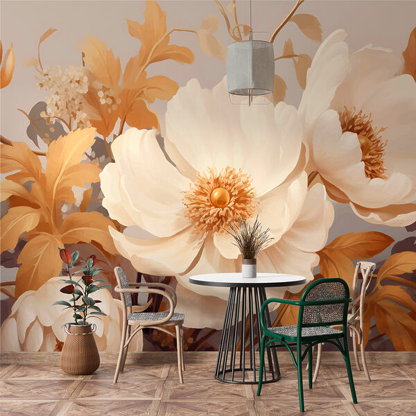 Romige bloesems in serene harmonie Fotobehang Romige bloesems in serene harmonie