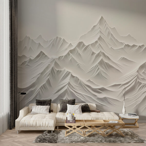 Witte bergketen met sneeuw Fotobehang Witte bergketen met sneeuw