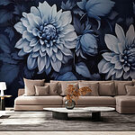 Fotobehang Middernachtbloesems in monochroom