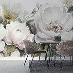 Fotobehang Groep witte bloemen