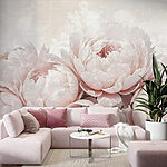 Fotobehang Groep roze bloemen