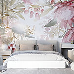 Fotobehang Grillige bloemen aquarelkunst