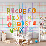 Fotobehang Kleurrijke letters op een raster