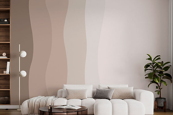 Witte en bruine golvende lijnen Fotobehang Witte en bruine golvende lijnen