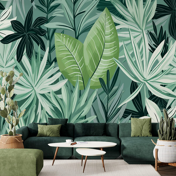 Groene bladeren en planten Fotobehang Groene bladeren en planten