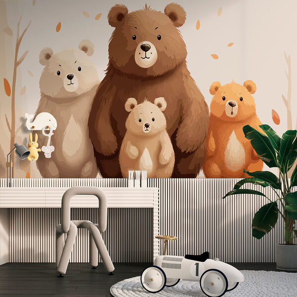 Groep beren die bij elkaar staan Fotobehang Groep beren die bij elkaar staan