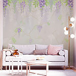Fotobehang Behang met paarse bloemen