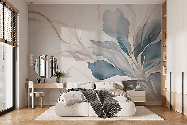 Etherische aquarelkunst met bloemen Fotobehang Etherische aquarelkunst met bloemen