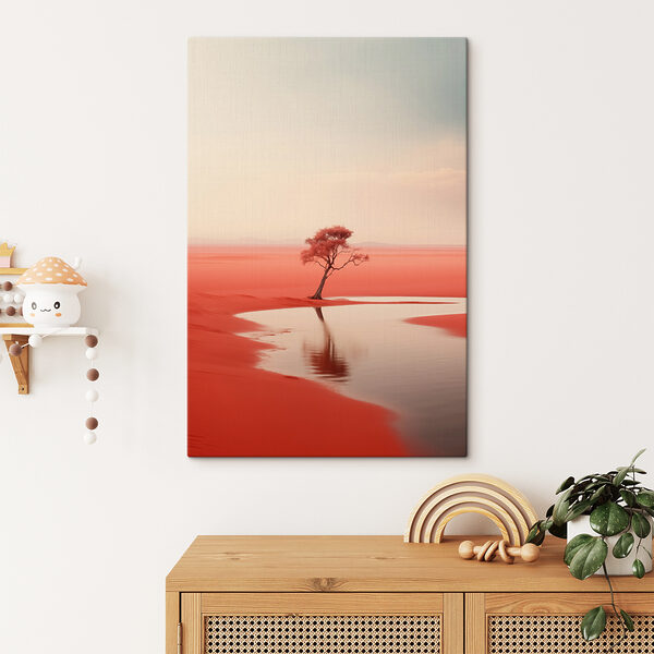 Boom in een rode woestijn Canvas Schilderijen Boom in een rode woestijn