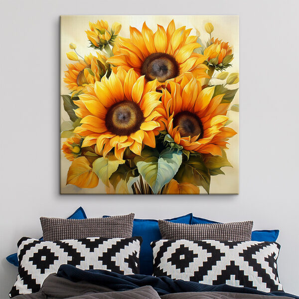 Boeket gele zonnebloemen Canvas Schilderijen Boeket gele zonnebloemen
