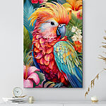Canvas Schilderijen Kleurrijke vogel met veren