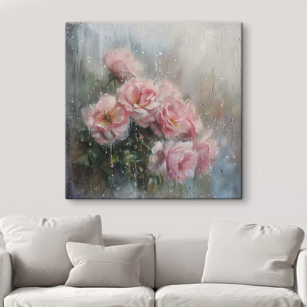 Rozen gesluierd door regen’s zachte aanraking Canvas Schilderijen Rozen gesluierd door regen’s zachte aanraking