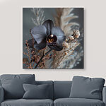 Canvas Schilderijen Zwarte bloem met witte bloemen