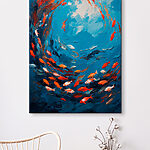 Canvas Schilderijen Schilderij van vissen zwemmend in het water