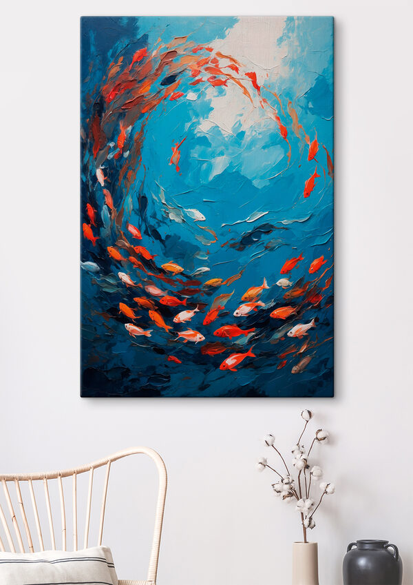 Schilderij van vissen zwemmend in het water Canvas Schilderijen Schilderij van vissen zwemmend in het water