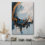 Canvas Schilderijen Schilderen met blauwe en oranje verf