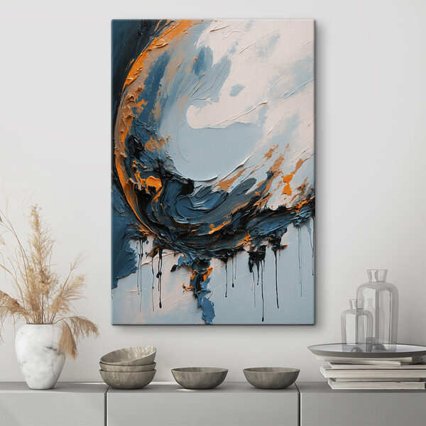 Schilderen met blauwe en oranje verf Canvas Schilderijen Schilderen met blauwe en oranje verf