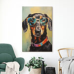 Canvas Schilderijen Schilderij van een hond met bril