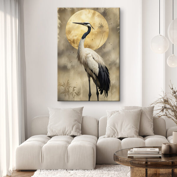 Vogel voor volle maan Canvas Schilderijen Vogel voor volle maan