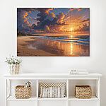 Canvas Schilderijen Zonsondergang boven een strand