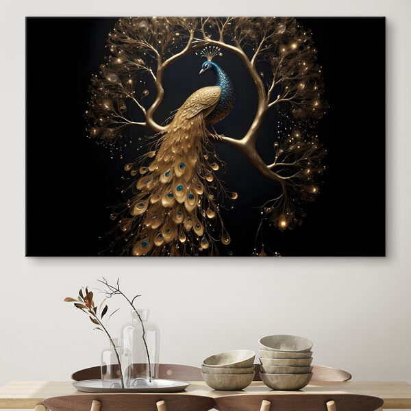 Pauw getooid in natuur’s elegantie Canvas Schilderijen Pauw getooid in natuur’s elegantie