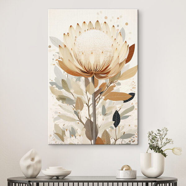 Bloem met bladeren en bloemblaadjes Canvas Schilderijen Bloem met bladeren en bloemblaadjes